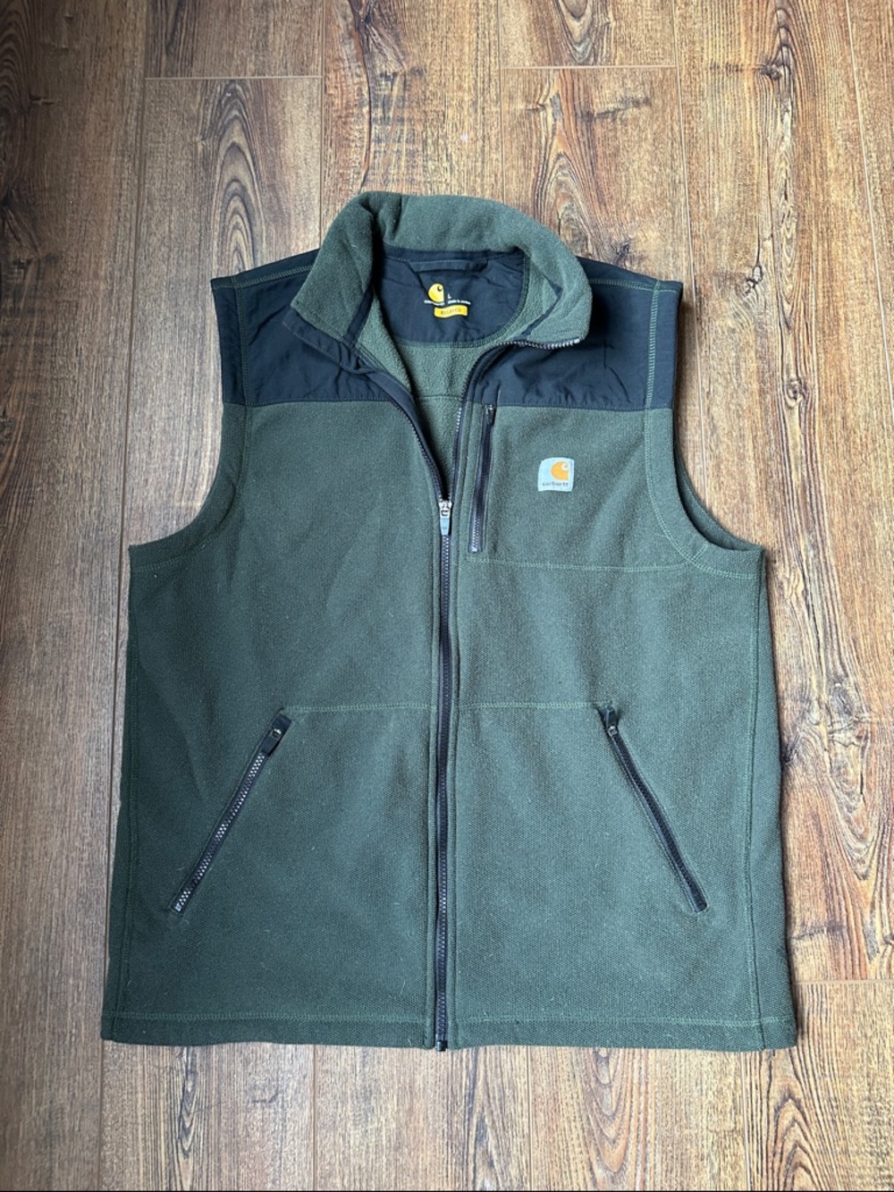 Carhartt Fallon Vest - Olive Green Fleece Vest with Black Trim - Size L